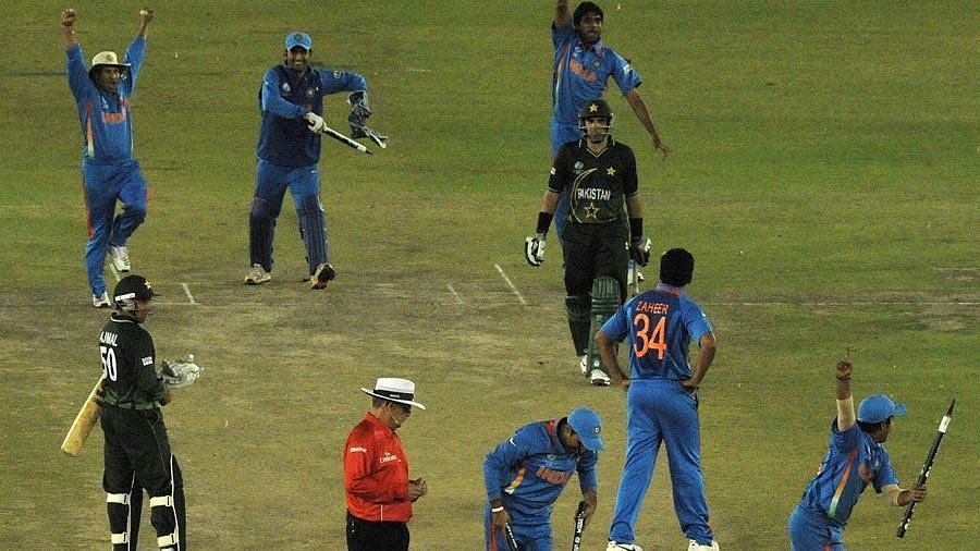 Scenes from India's win over Pakistan in the 2011 semi-final.