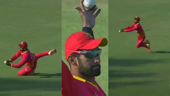 [Watch] Sikandar Raza takes a stunning running-behind catch in 2023 World Cup Qualifiers match vs Oman