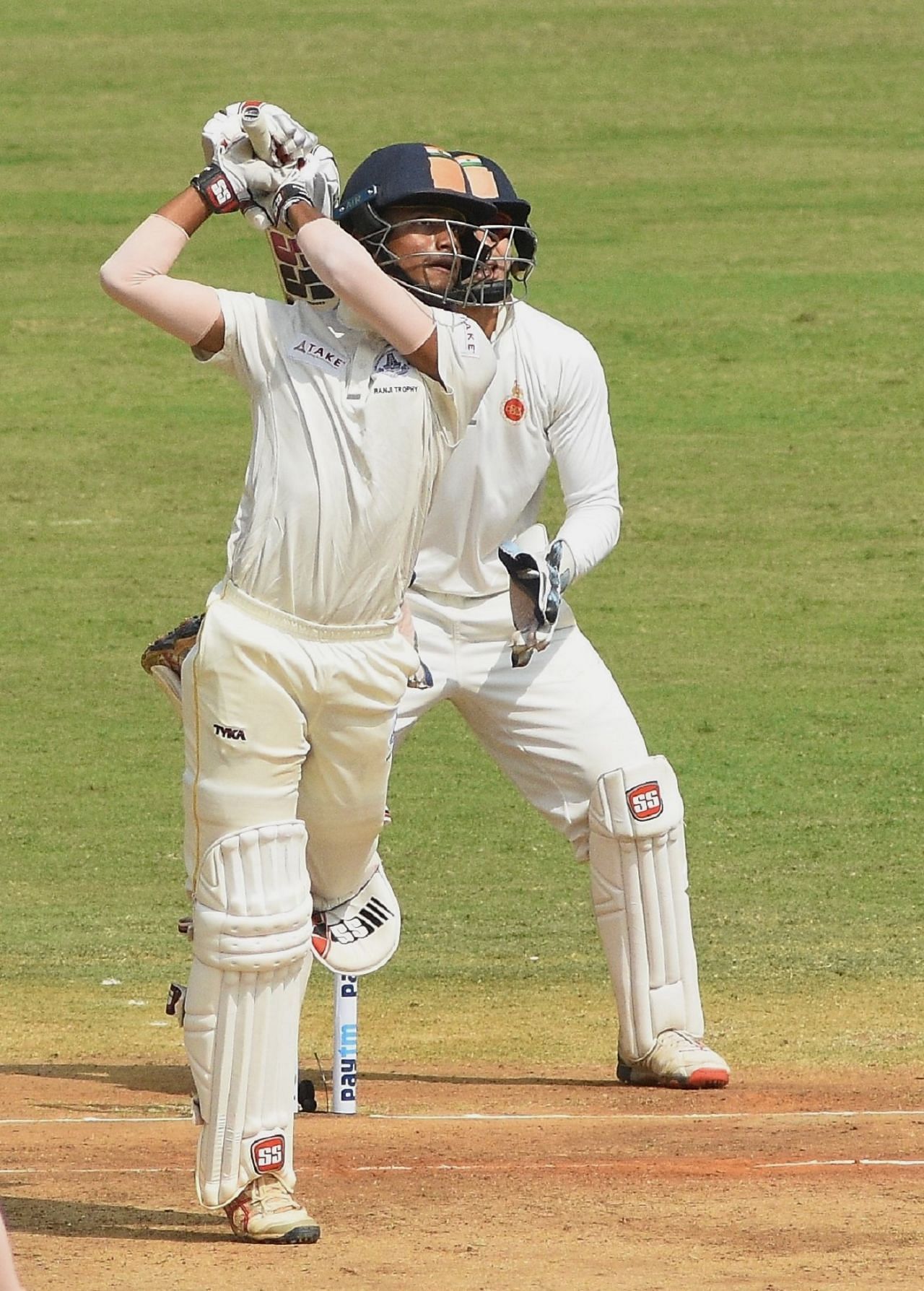 Pradosh Ranjan Paul looks to loft one on his Ranji Trophy debut for Tamil Nadu