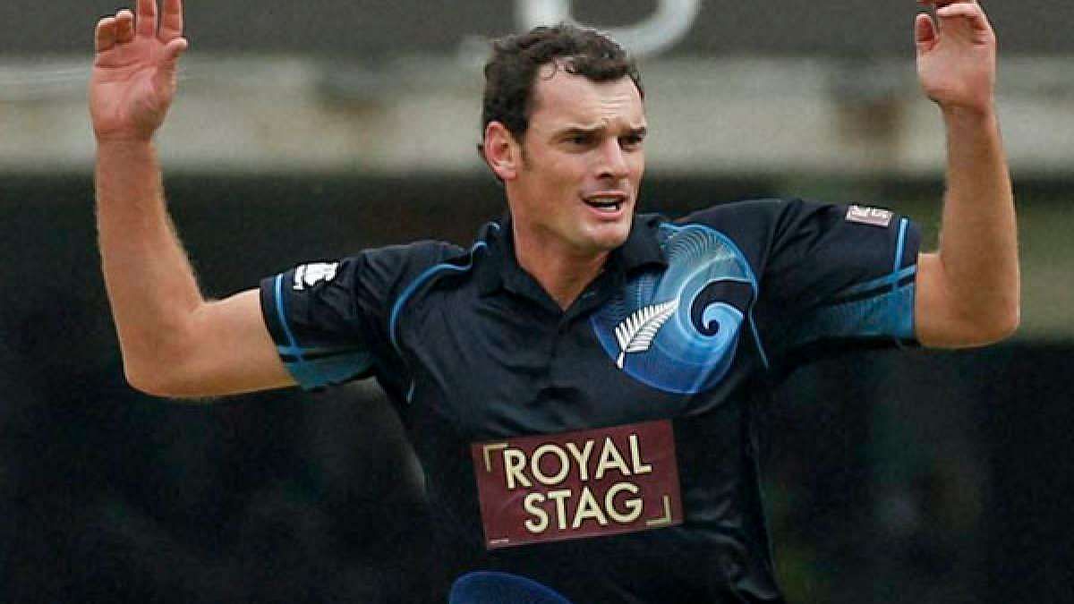 Kyle Mills stood tall with the bat even though he was the bowler