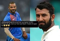 "Bhai bas kar youngster ko bhi khelne de ab" - Shikhar Dhawan comments on Cheteshwar Pujara's batting practice video ahead of Irani Trophy