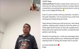 "I’ve been blocked from everywhere so" - An emotional Shikhar Dhawan sends birthday wishes to his son Zoravar through Instagram