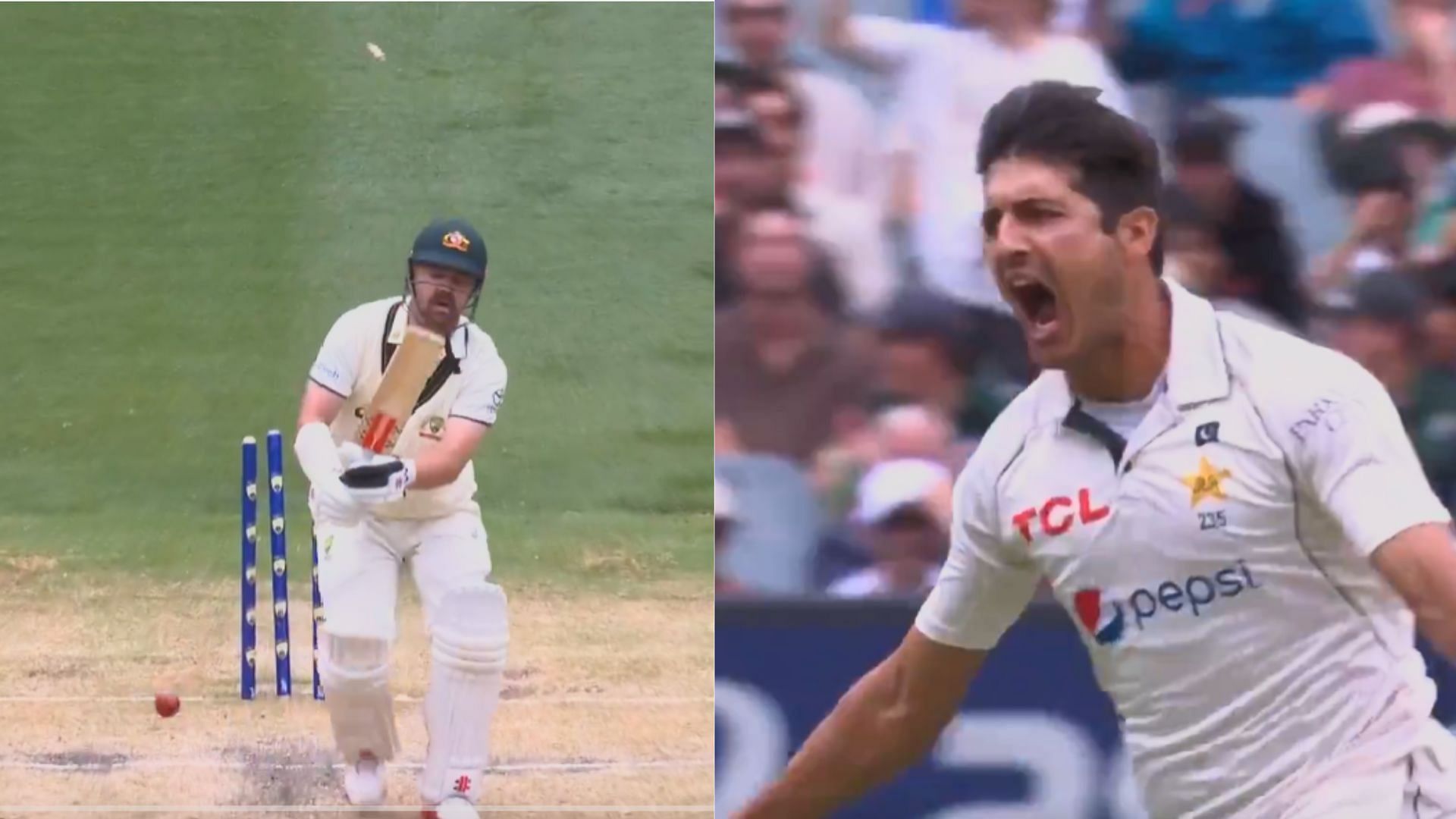 Snippets from Mir Hamza cleaning up Travis Head (P.C.:cricket.com.au)