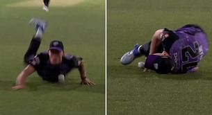 [Watch] Nathan Ellis hurts himself during a diving catch attempt in BBL