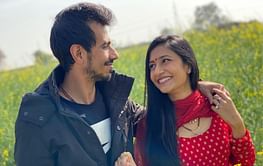 "A walk in the village" - Yuzvendra Chahal poses with his wife Dhanashree at scenic farmland
