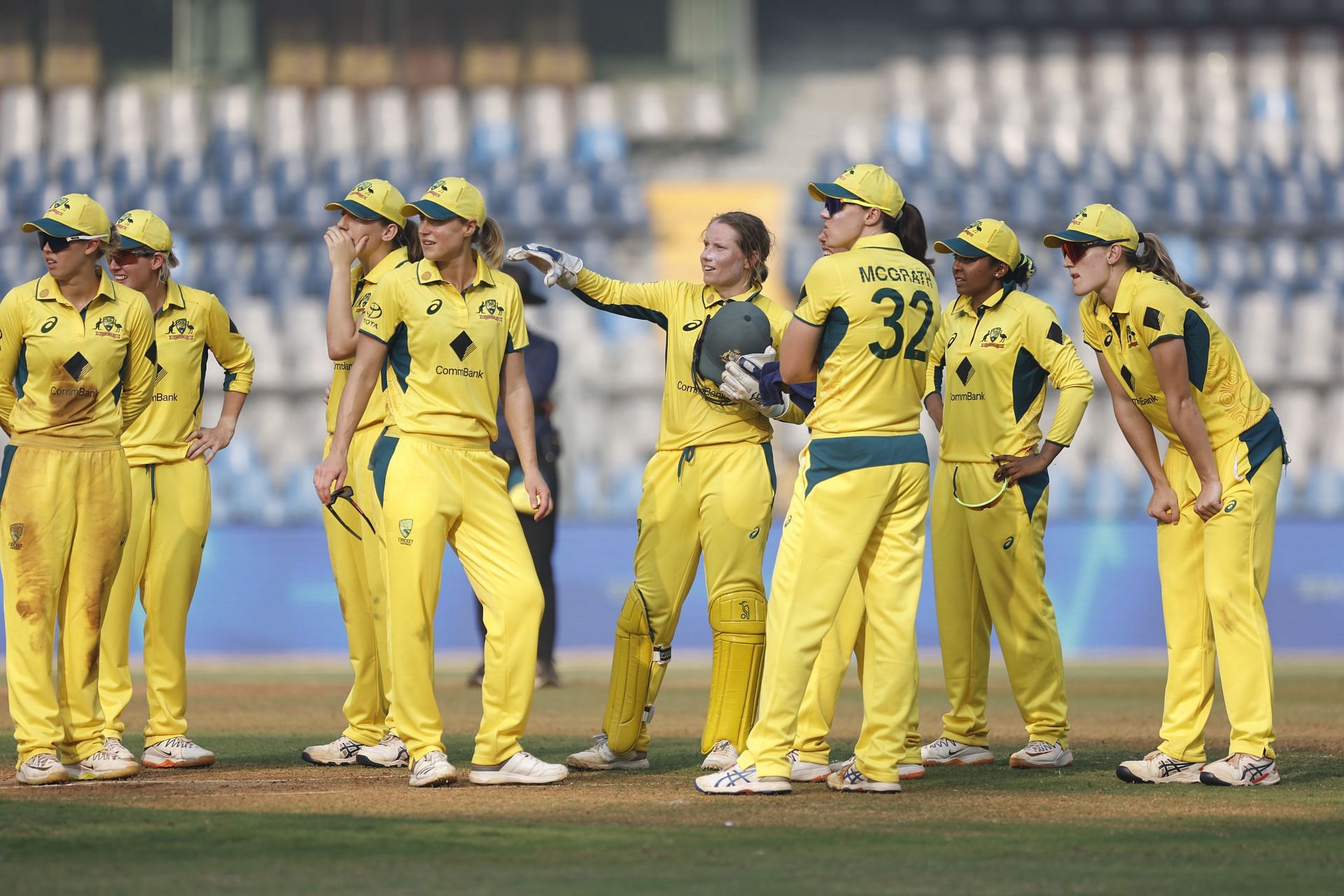 Australia Women’s team waits for a review during a game against India. (Pic: Getty Images)