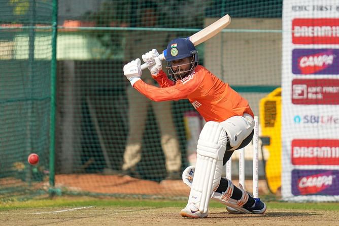 [In Pictures] Under-fire Shreyas Iyer sweats it out in Visakhapatnam ahead of India's second Test against England
