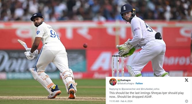 "Should be dropped ASAP" - Fans react as Shreyas Iyer flops again in India vs England Vizag Test