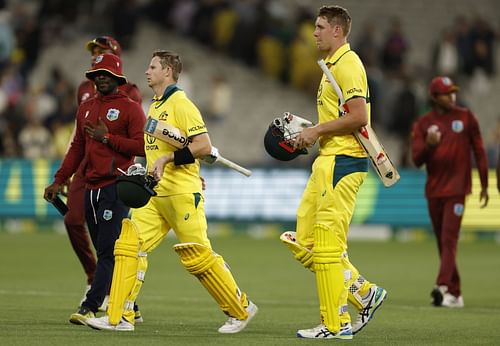 Steve Smith and Cameron Green walk off after the win. (Credits: Twitter)