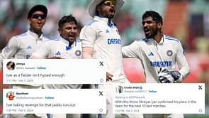 "Just got a call from Iyer's back spasm. It has delayed it's visit" - Fans react to Shreyas Iyer's direct hit to dismiss Ben Stokes