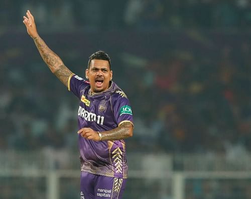 Sunil Narine after taking a wicket for KKR
