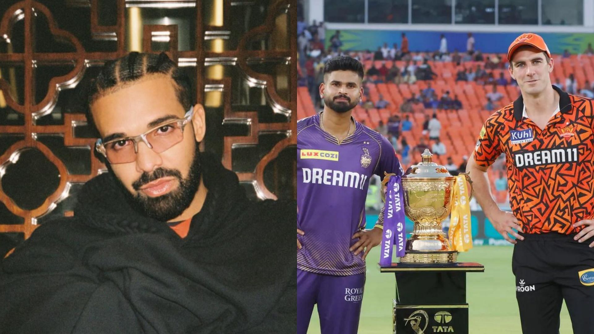 Rapper Drake has his prediction ready for KKR-SRH IPL 2024 final game  (Image: @champagnepapi on Instagram &amp; BCCI/IPL)