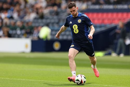 Andy Robertson trained ahead of the Euro 2024 opener.