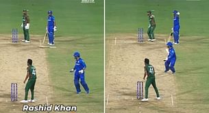 [Watch] Rashid Khan throws bat in anger after Karim Janat refuses a double in AFG vs BAN 2024 T20 World Cup match