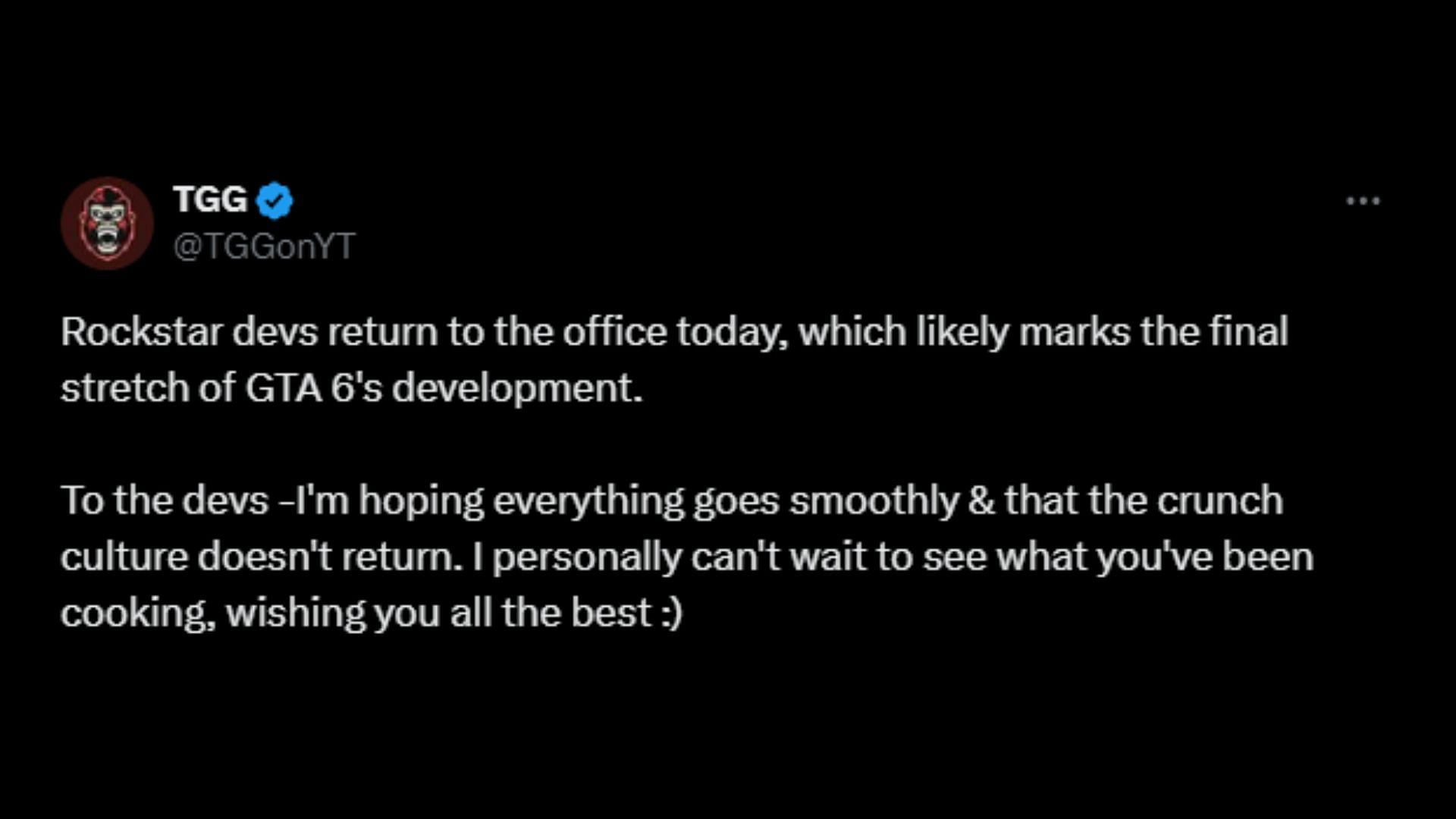The final stretch of GTA 6&#039;s development is reportedly underway (Image via X/@TGGonYT)
