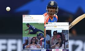 [In Pictures] Suryakumar Yadav's wife Devisha Shetty's priceless reaction after USA fielder gives him life by dropping a catch in T20 WC match