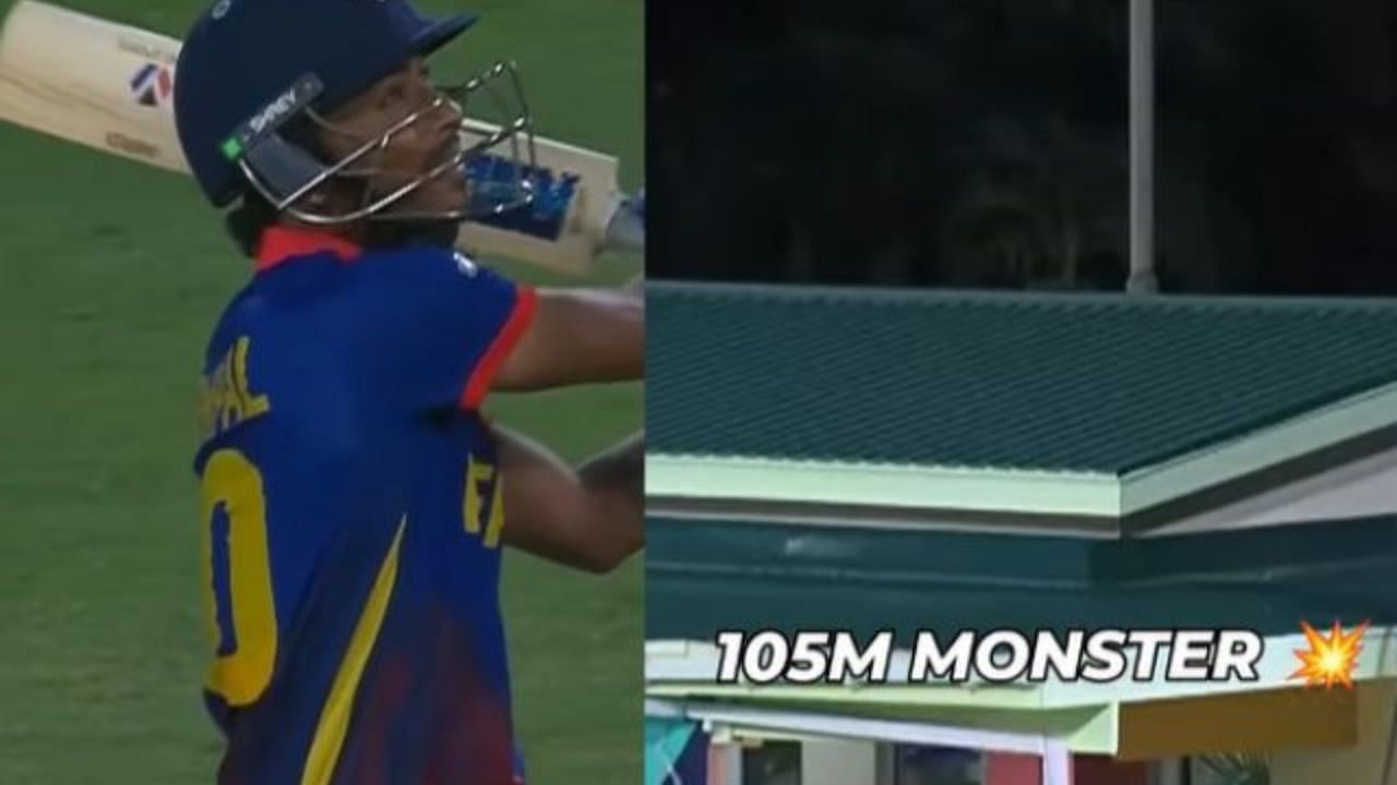 सोमपाल कामी ने जड़ा दमदार छक्का (Photo Courtesy: ICC Instagram)                     