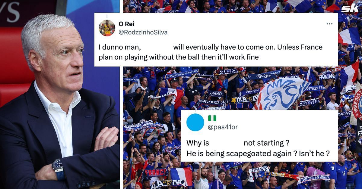 Fans worried as Deschamps drops 27-year-old from line-up for Euro 2024 Round of 16 clash vs Belgium. (Picture Credits: Getty, @pas41or, @RodzzinhoSilva)