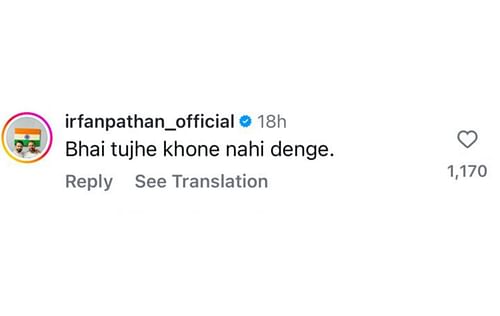 Irfan Pathan's comment on Shikhar Dhawan's post. (Image Credit: Instagram)
