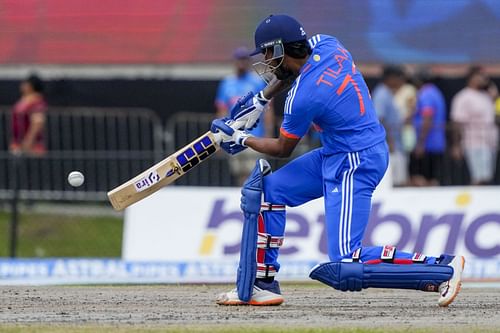 Tilak Varma scored a half-century against India D in the ongoing 2024 Duleep Trophy match (File image via Getty)