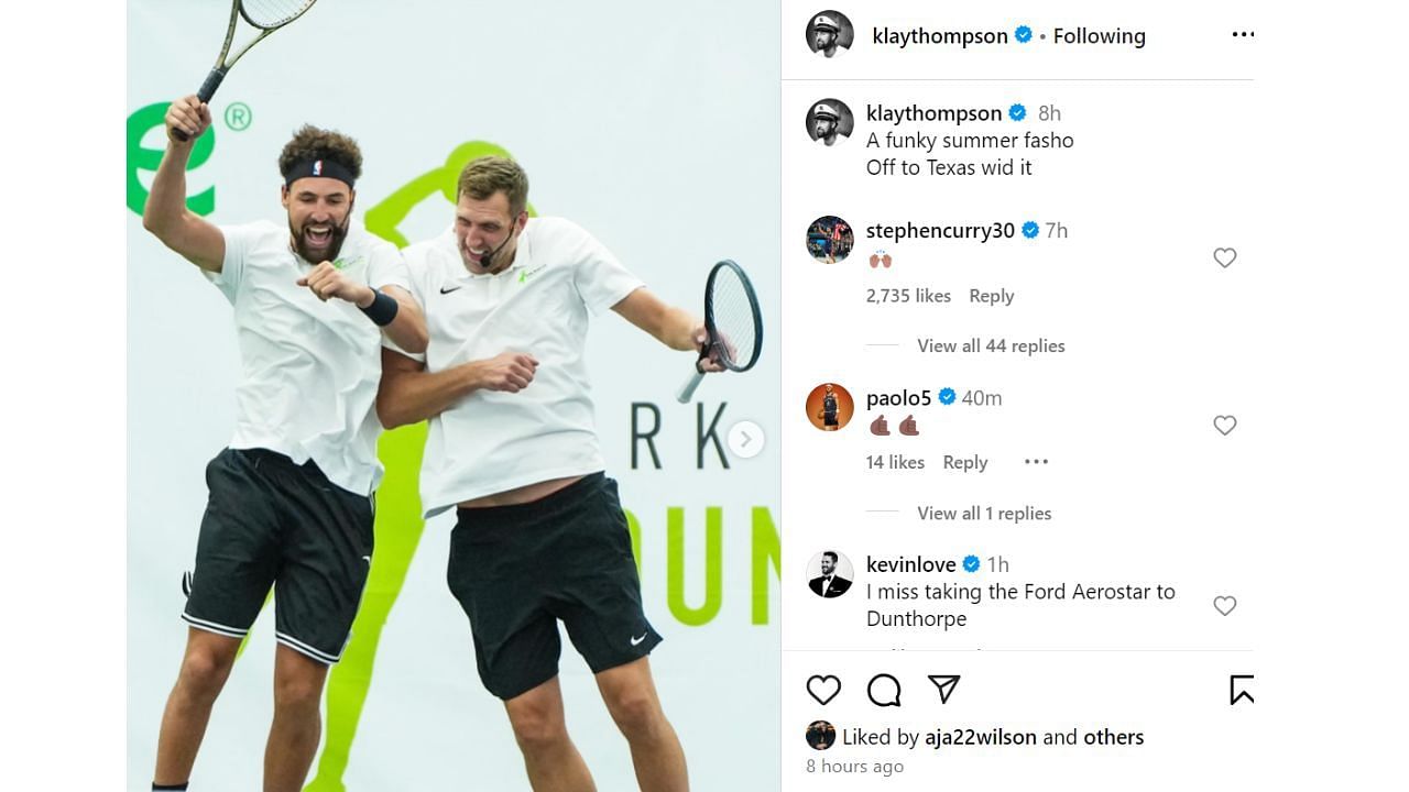 Steph Curry&#039;s response to Klay Thompson&#039;s IG post. [photo: @klaythompson/IG]
