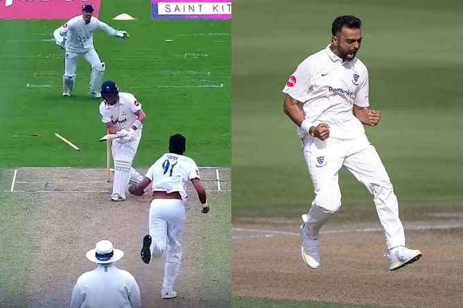 [Watch] Jaydev Unadkat uproots Sam Northeast’s middle stump in SUS vs GLM 2024 County Championship match