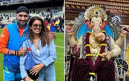 [Watch] Harbhajan Singh and Geeta Basra offer prayers at Lalbaugcha Raja