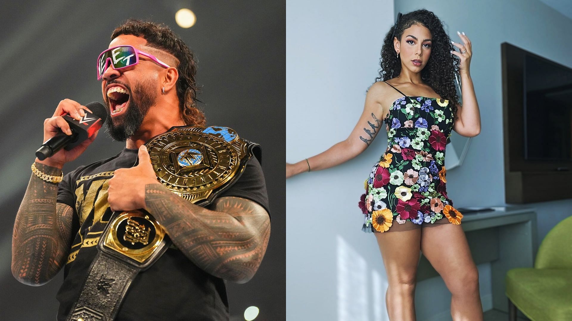 Jey Uso (left) and Samantha Irvin (right) [Image Credits: Official X accounts of Jey Uso and Samantha Irvin]