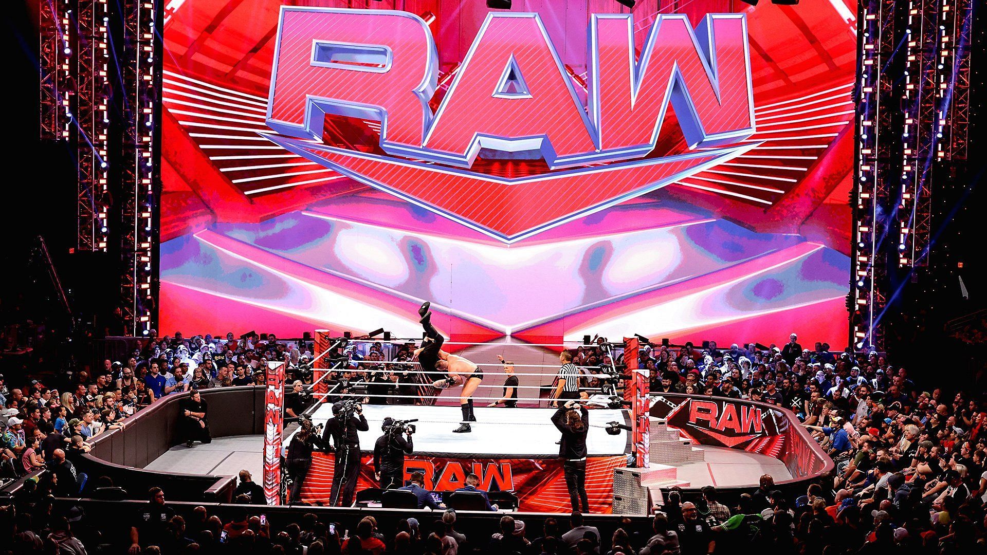 WWE Superstars in action on a live RAW
