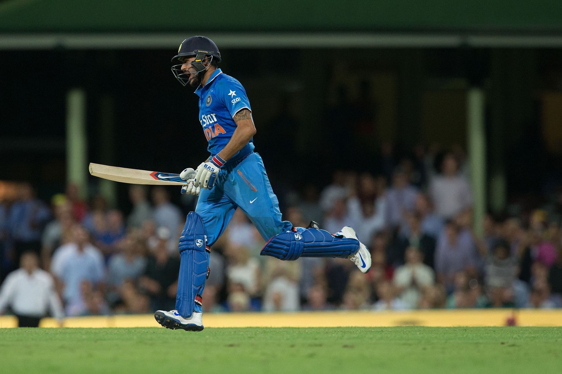 Manish Pandey celebrates India's win. (Credits: Getty)