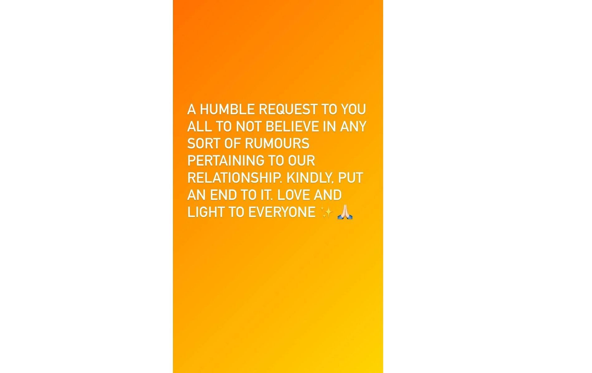 Screenshot of Yuzvendra Chahal's Instagram story.