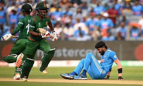 Hardik Pandya injured his ankle during the 2023 ODI World Cup. [P/C: Getty]