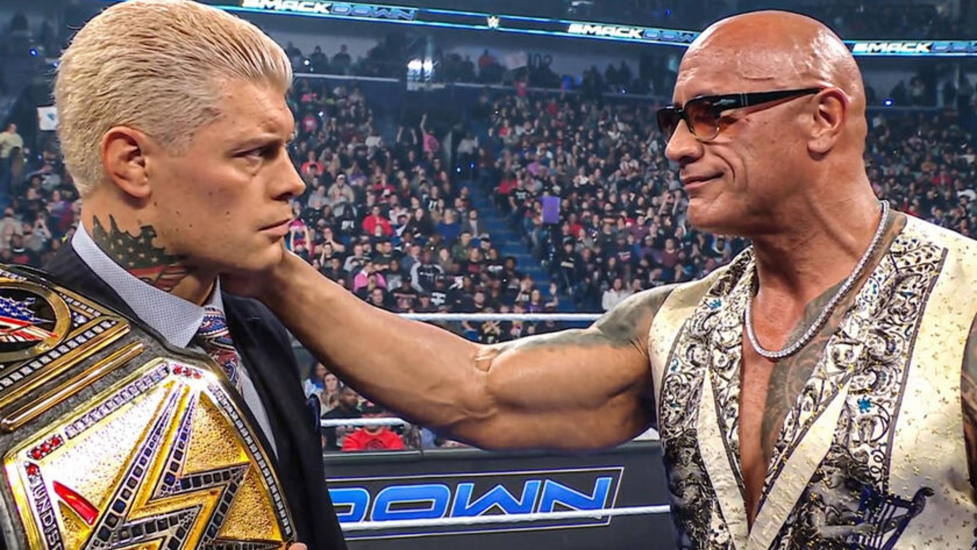 The Rock and Cody Rhodes face-to-face (Image credit: WWE.com)