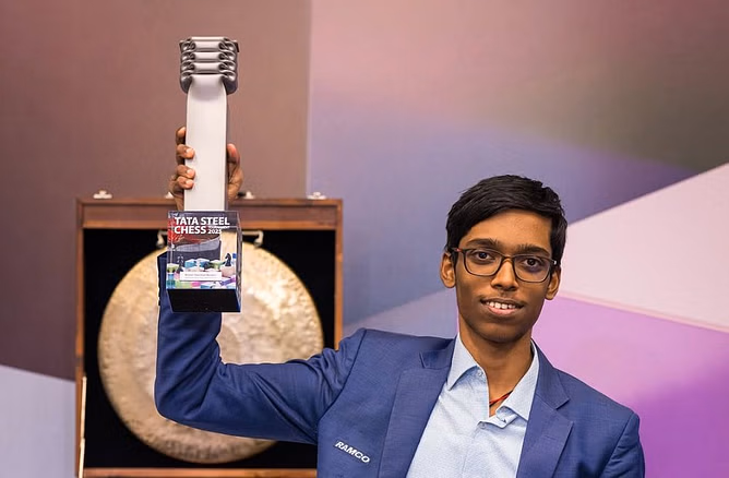 [Watch] Praggnanandhaa receives a warm reception at Chennai airport after winning Tata Steel Chess Masters 2025