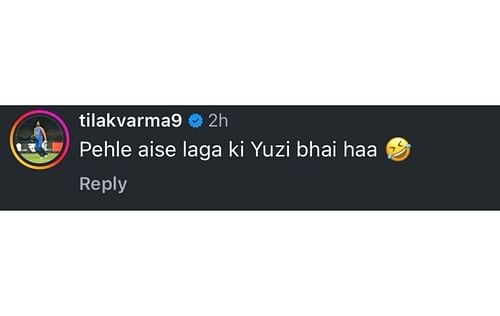 Screenshot of Tilak Varma's comment.