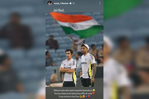 Suryakumar Yadav's heartfelt post for Gautam Gambhir (Image via Instagram-@surya_14kumar)