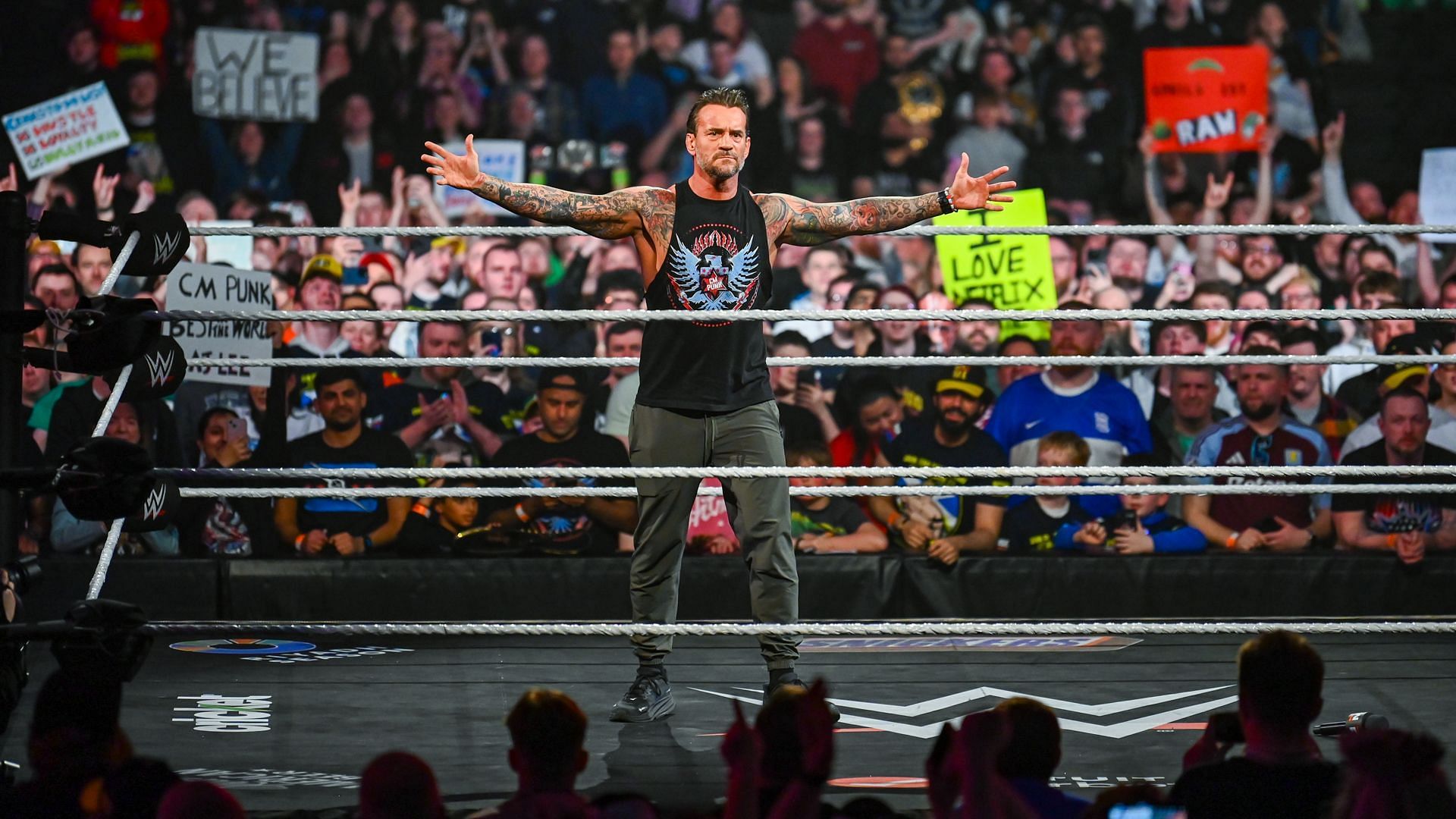 CM Punk stands tall in the ring on WWE RAW