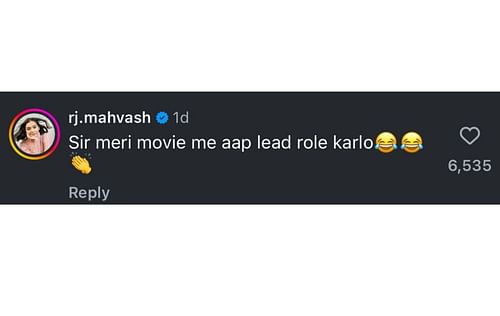 Screenshot of RJ Mahvash's comment.