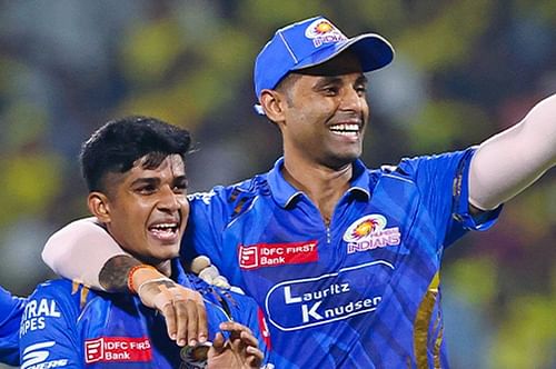 Vignesh Puthur and Suryakumar Yadav. (Credits: MI X)