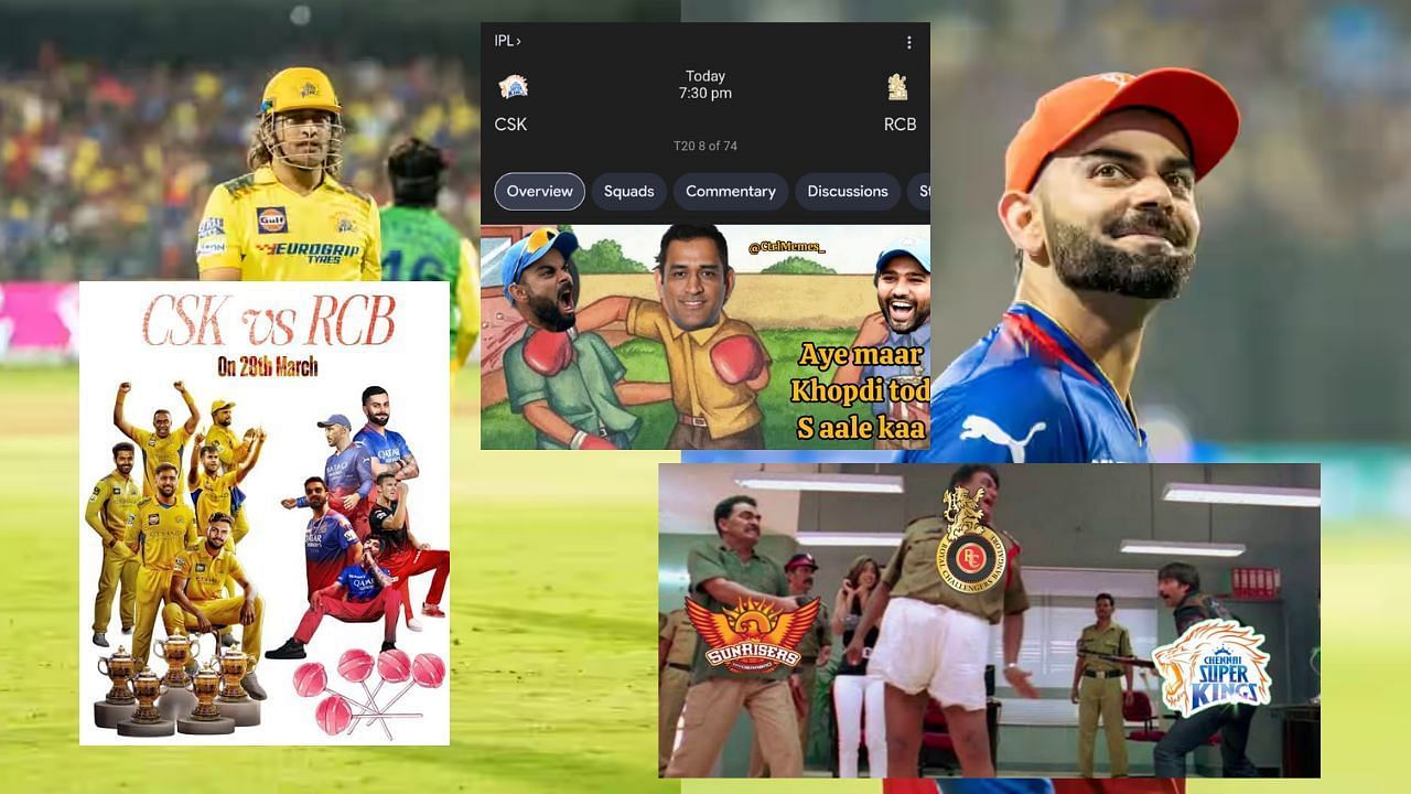 सीएसके बनाम आरसीबी मैच को लेकर बने मजेदार मीम्स (Pc: IPL, X@KeyserKsoze748, X@Ctrlmemes_, X@TukTuk_Academy)