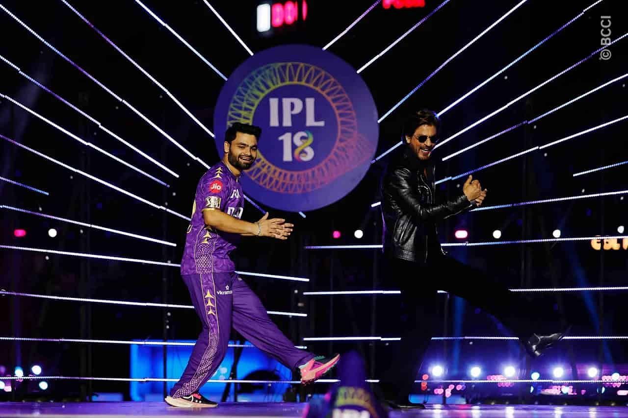 Rinku Singh and Shah Rukh Khan during the IPL 2025 Opening Ceremony (Image: IPLT20.com/BCCI)
