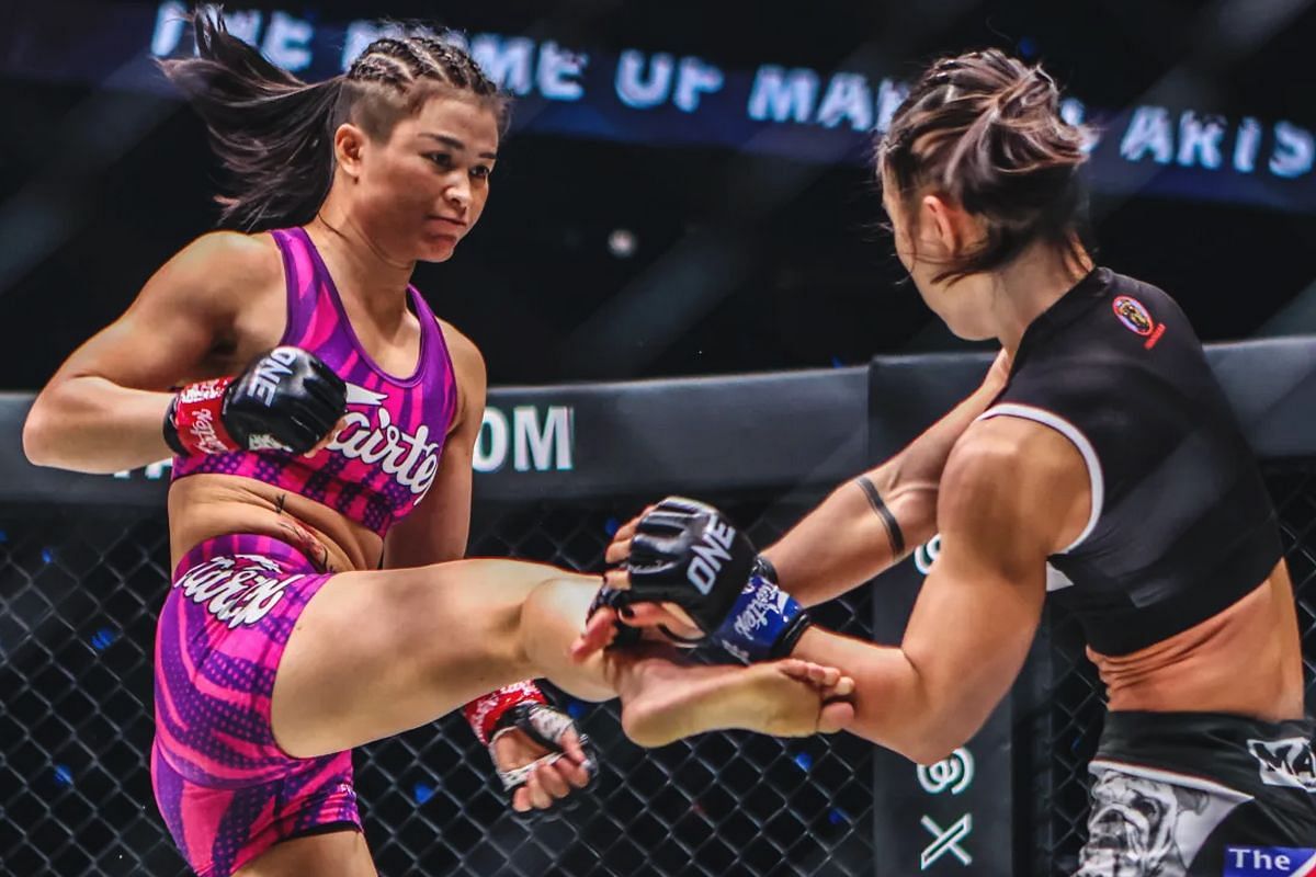 Stamp earned her third world championship in ONE in September 2023. [Photo via: ONE Championship]