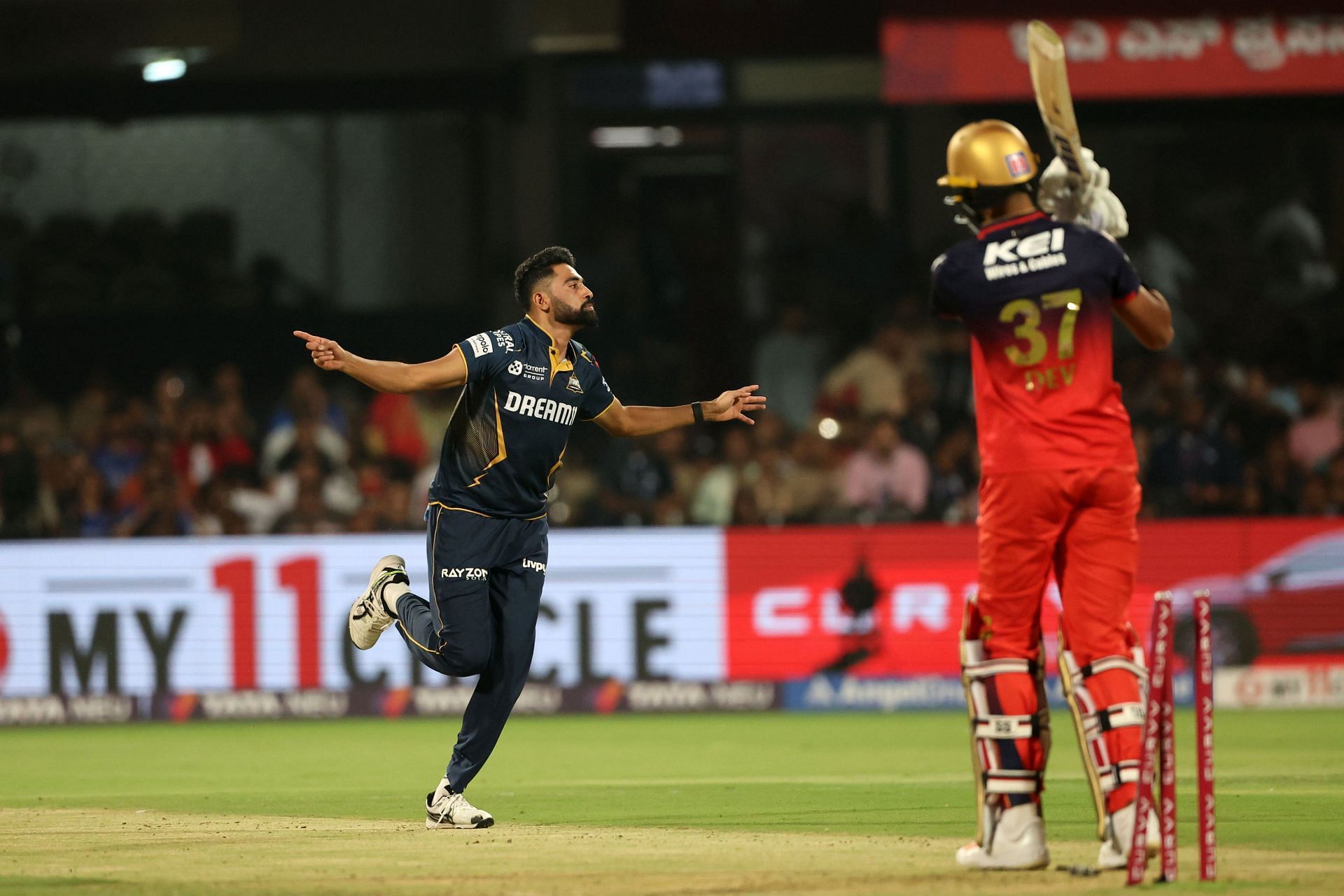 Mohammed Siraj cleaned up Devdutt Padikkal. (Credits: IPL X)