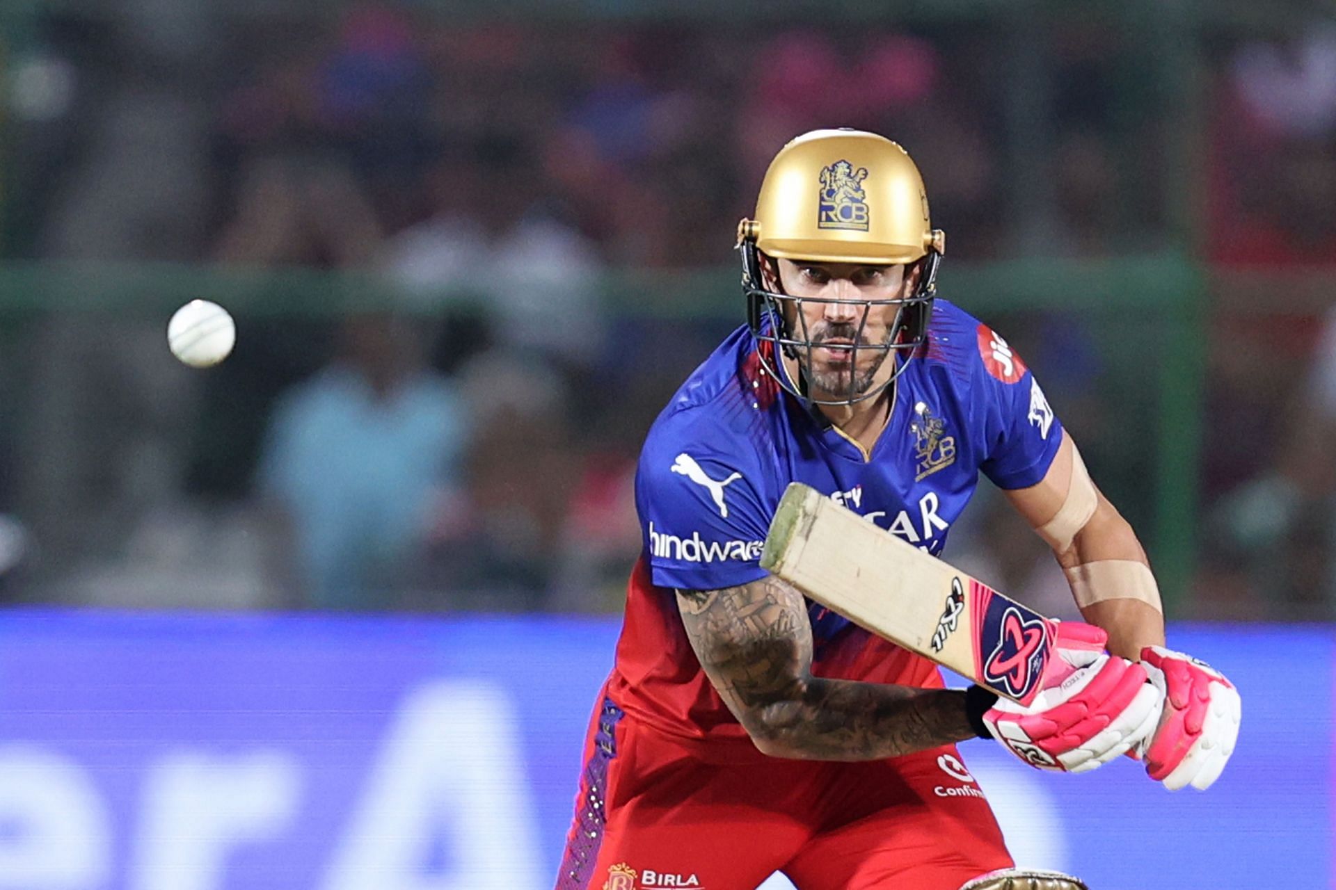 Faf du Plessis during IPL 2024: Rajasthan Royals Vs Royal Challengers Bengaluru game - Source: Getty Images