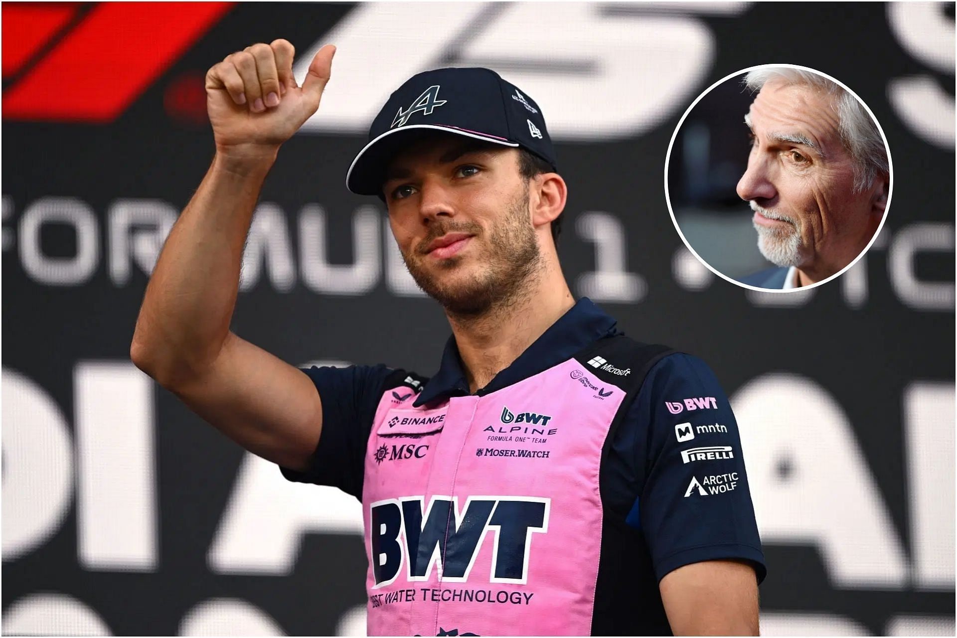 Damon Hill reacts to Pierre Gasly