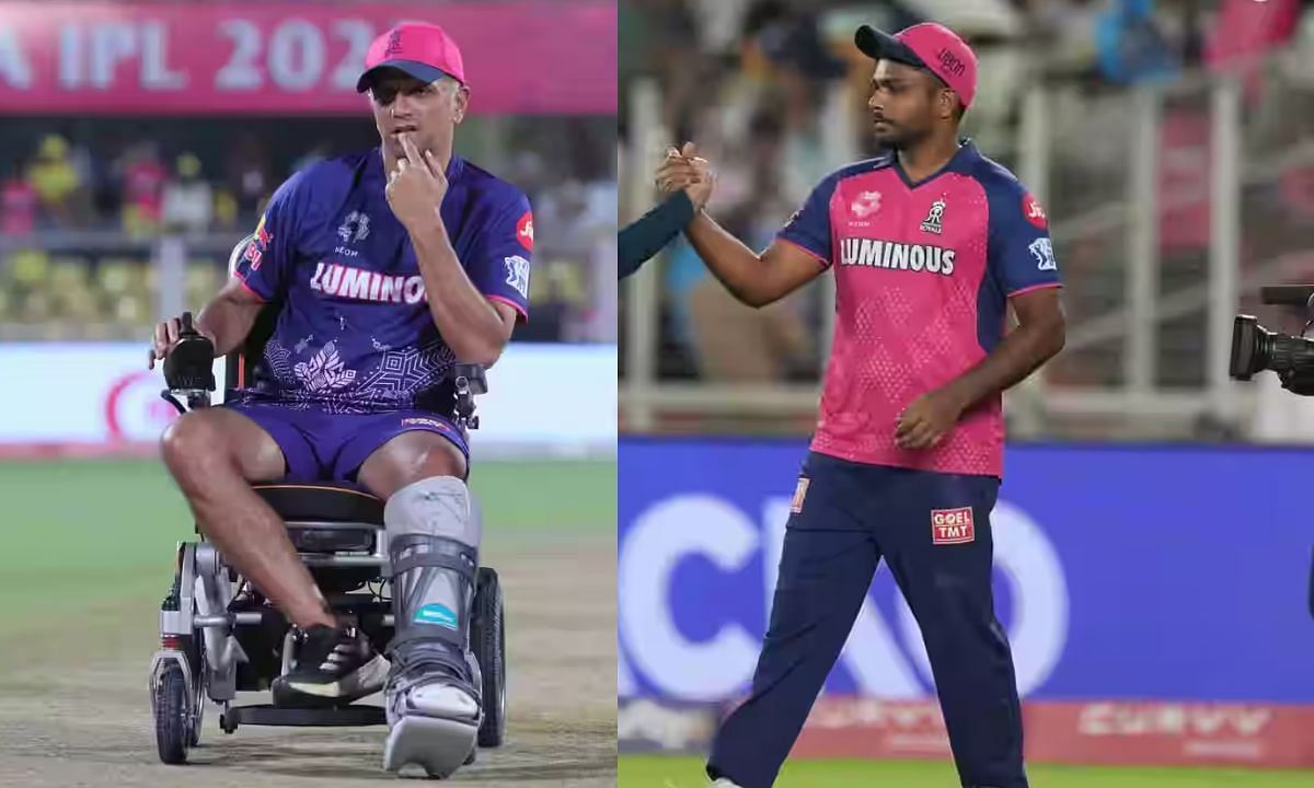 राजस्थान रॉयल्स के कोच राहुल द्रविड़ और कप्तान संजू सैमसन (Image credits:IPLT20)