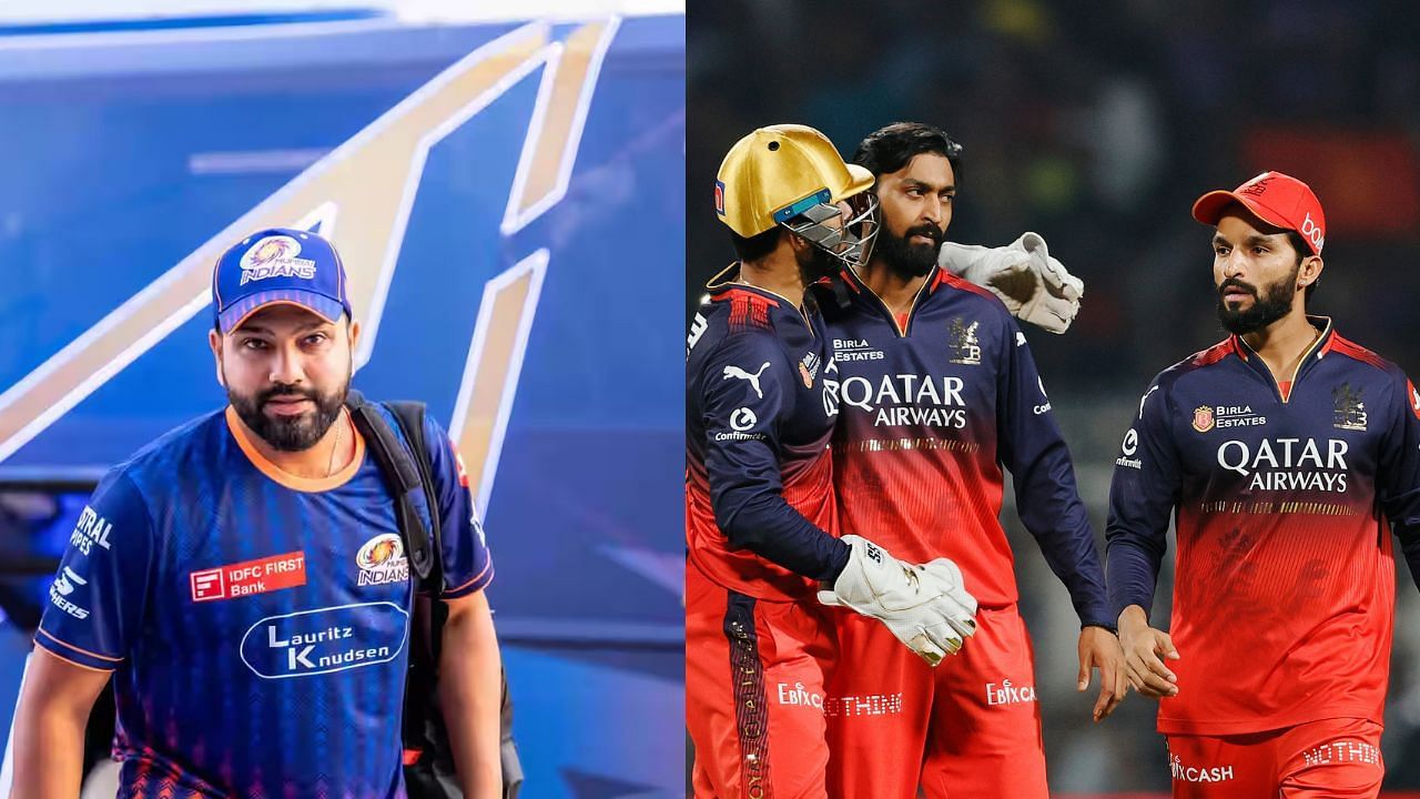 रोहित शर्मा और RCB के खिलाड़ी (photo credit- iplt20.com)