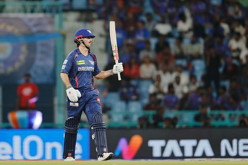 Mitchell Marsh raises his bat after a half-century. (Credits: IPL X)