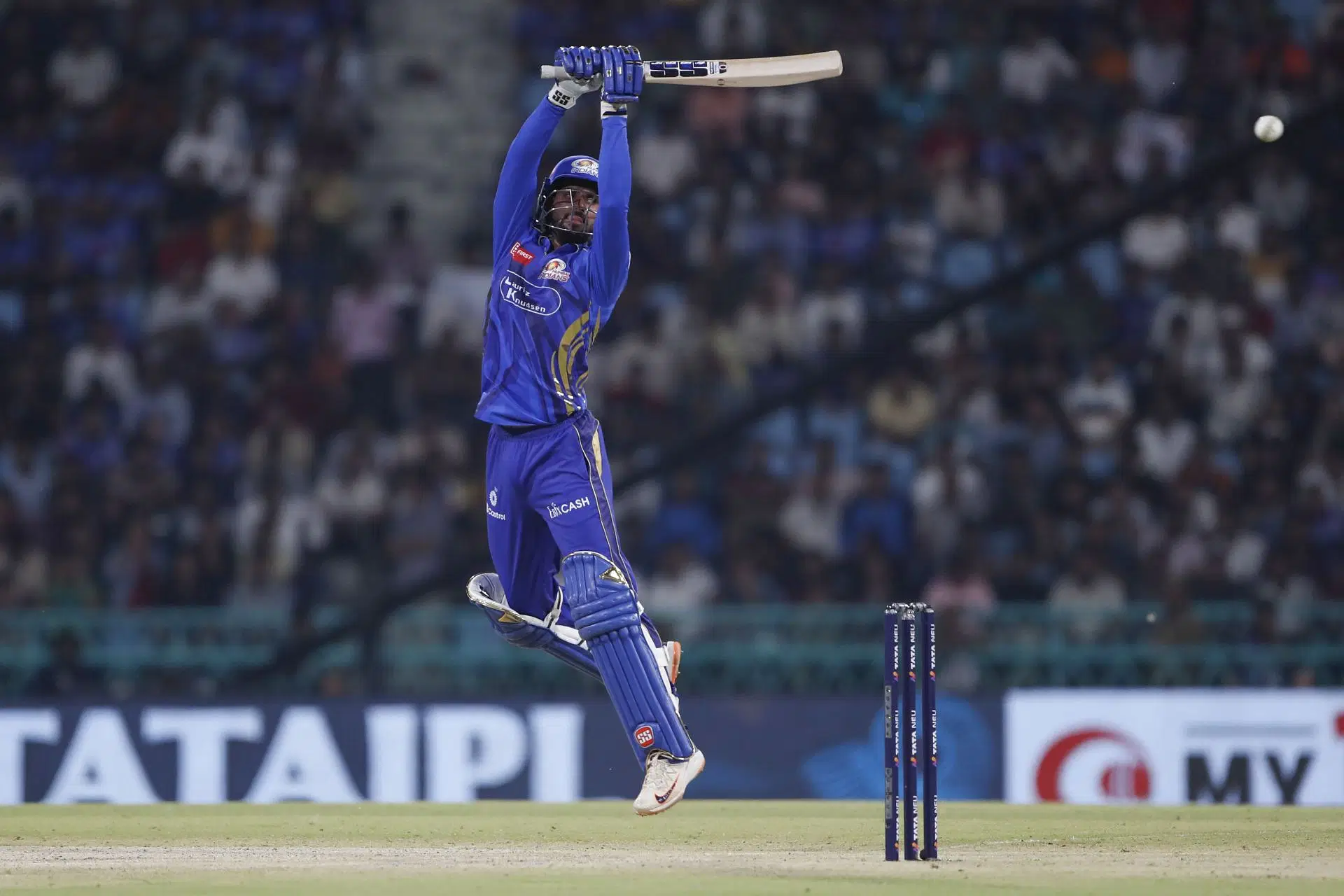 Tilak Varma of Mumbai Indians plays a shot. (Photo by Getty Images)