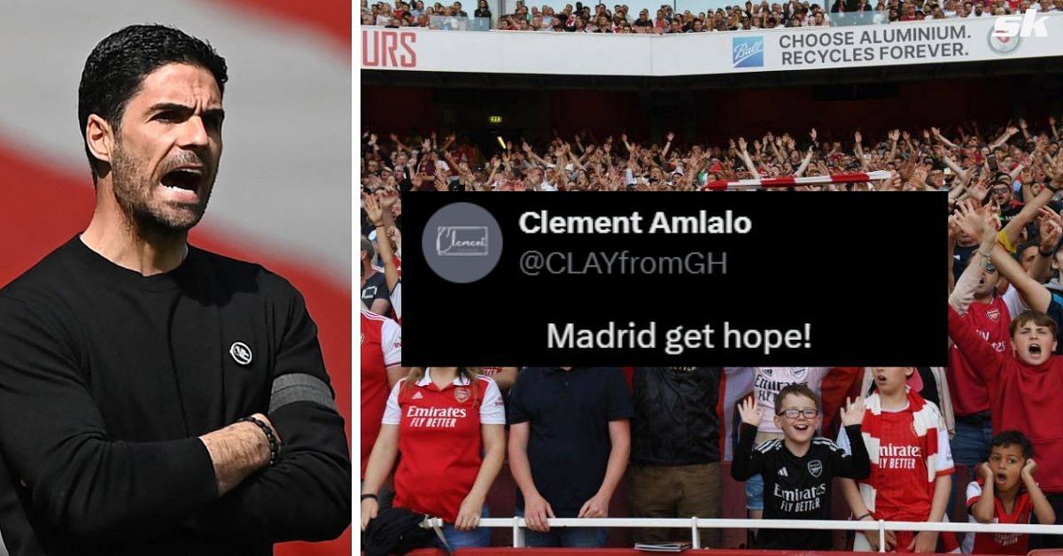 Arsenal fans react as star starts in UCL clash against Real Madrid (Source: Both images from Getty, X/@CLAYfromGH)